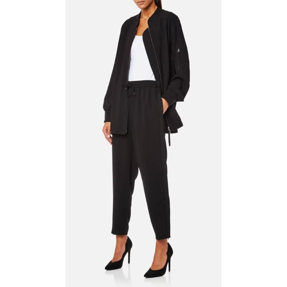 T by Alexander Wang Black Oversized Crepe Welded Bomber Jacket Small